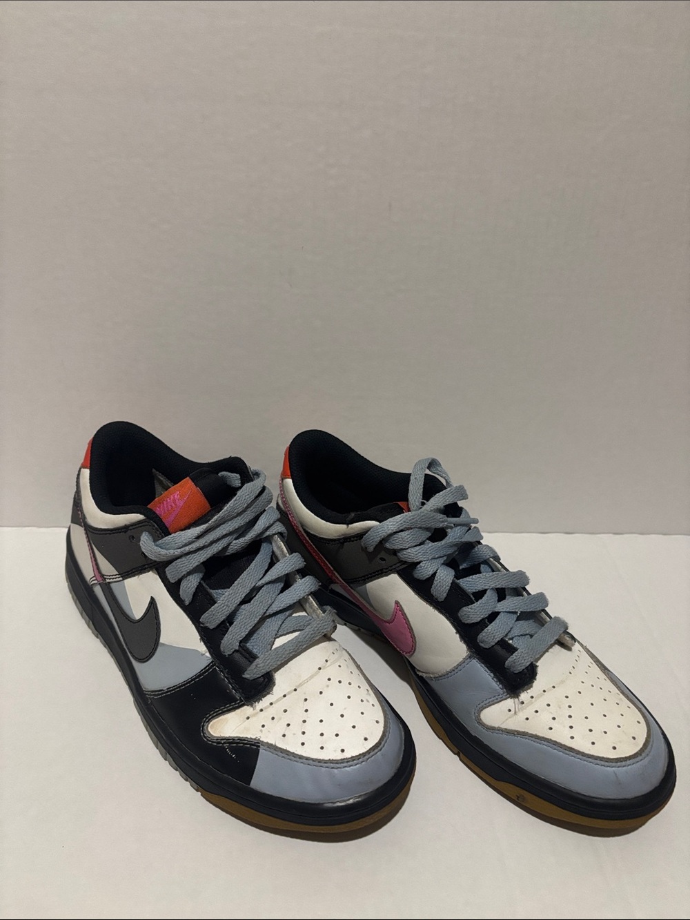 Nike Women’s Low-Top Sneakers in White, Light Blue, Black & Pink